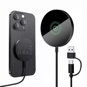 15W Magnetic Wireless Charger Mat Metal Charging Pad For iPhone 16 15 14 13 12 - Picture 1 of 25