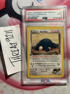 Pokemon - Gym Heroes Rocket's Snorlax 33/132 First Edition PSA 9 - Picture 1 of 2