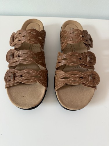 Clarks Laurieann sandalo rubino pelle marrone sandali donna taglia 11 nuovo senza scatola