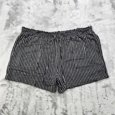 Pantalones cortos Time and Tru para mujer XXL (20) negro blanco a rayas mezcla de lino tiro alto Foto 1 de 4