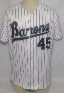 Tocament Birmingham Barons Michael Jordan #45 Striped Baseball Jersey Sz M Used  - Picture 1 of 14