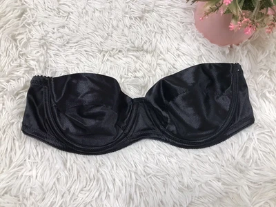 Sujetador vintage LILY OF FRANCE 36B satinado sin forro con aros correas ajustables años 90 negro Foto 1 de 4