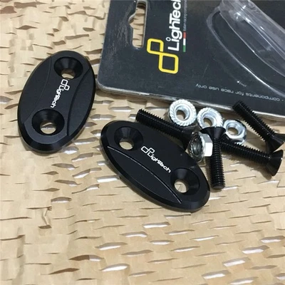 Placa de bloqueo de espejo negro LighTech Yamaha YZF R1 BMW S1000RR Kawasaki ZX6R Foto 1 de 2
