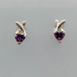 Celtic Silver Amethyst Heart Earrings - Picture 1 of 7