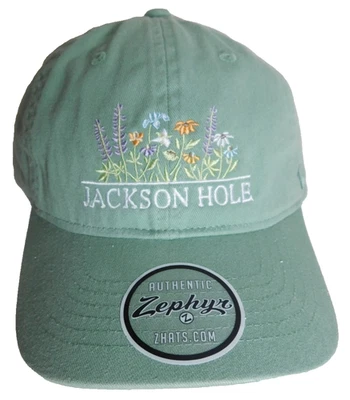 Wyoming Jackson Hole Hat Strapback Adult Ski Resort Adjustable Cap WY Grn - Image 1 of 4