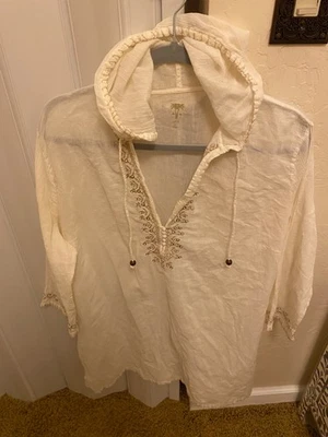 GAP BODY MUJER GASA TÚNICA TOP/TRAJE DE BAÑO CUBRE TALLA XL CREMA CON LENTEJUELAS Foto 1 de 4