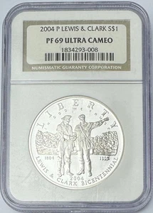 2004 P Lewis & Clark Silver Dollar  NGC PF69 Ultra Cameo P150 - Picture 1 of 2