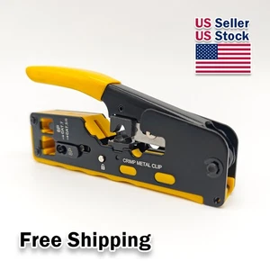 RJ45 Crimp Tool Kit, Ethernet Pass through Crimper, Network Cat5 Cat6 Cat Crimp - Picture 1 of 10
