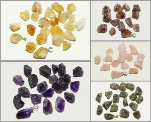 Edelstein Anhänger mit Halbloch Citrin Amethyst Labradorit Rosenquarz, P-84 - Bild 1 von 6