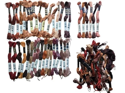 DMC 33 Skeins + 6 Anchor + Extras Asst Brown Beige Tan Floss Cotton - Image 1 of 4