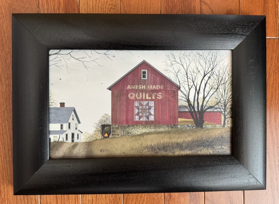 Billy Jacobs Quilt Barn Farmhouse Primative Rustic-Framed 9.5" x 13.5" - Image 1 of 4