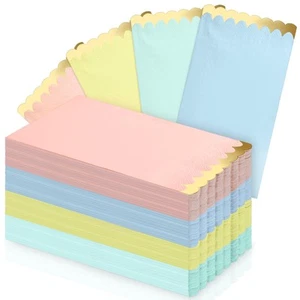 100 Pack Pastel Napkins 4 x 8 Inch Scalloped Cocktail Napkins with Gold Foil ... - Picture 1 of 7