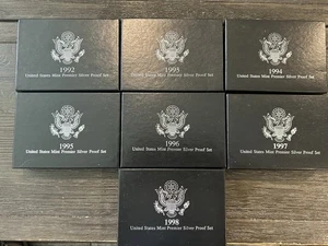 1992-1998 ‘S’ US Mint PREMIER Silver Proof Sets - Each w/ COA - L77.1 - Picture 1 of 6