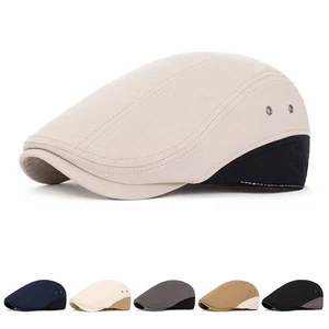 Men Cotton Newsboy Flat Hat Breathable Holes Duckbill Summer Outdoor Sun Cap - Picture 1 of 10