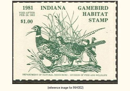 D2K Indiana Game Bird Stamp 1981-2 $1.00 (pheasant) - Image 1 of 1