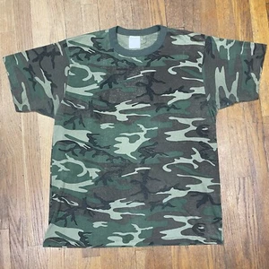 Vintage Camouflage 80s 90s T-Shirt Adult L/XL Retro Single Stitch - Picture 1 of 11