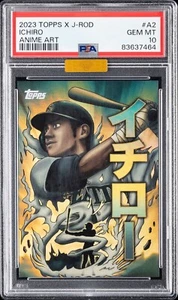 Arte de anime Topps x Julio Rodriguez #A2 ICHIRO 2023 PSA 10 GEMA COMO NUEVO MBA dorado - Imagen 1 de 2