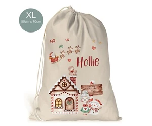 Personalisierte niedliche Lebkuchen Weihnachtsmann Claus XL Weihnachtssack Weihnachten Geschenktüte - Bild 1 von 1