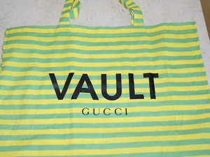 New Huge AUTHENTIC Lightweight Gucci Dust Bag VAULT Green Yellow Striped Cotton - Picture 1 of 6