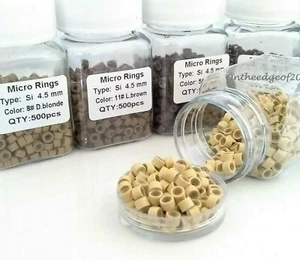 4.5mm Silicone Micro Rings Beads-Crimp Beads-I Tip Hair Extension Micro Beads - Picture 1 of 17