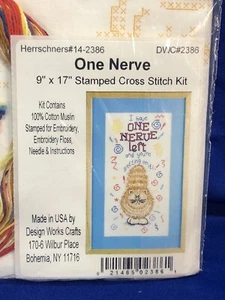 Herrschners One Nerve Left Stamped Cross Stitch Kit 14-2386 New! Embroidery Cat - Picture 1 of 3