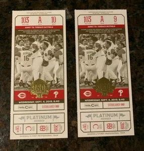 Phillies @ Cincinnati REDS 150th Anniversary Ticket Stub (9/4/19) Lorenzen/Ruth - Picture 1 of 2