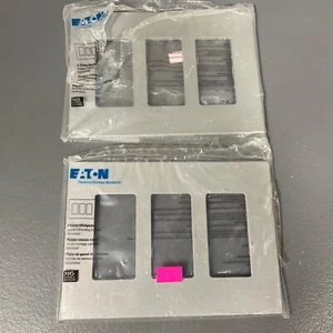Cooper Wiring PJS263SG-SP-L 3 Gang Decorator Mid Size Screwless Wall Plate- 2 PK - Picture 1 of 6
