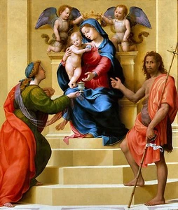 Madonna and Child Enthroned with Saints by Bugiardini Old Masters 11x13 Print - Picture 1 of 1