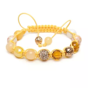 Shamballa Gemstone Bracelet Yellow Jade Gold Pave Mosaic Topaz Crystal UK Made - Picture 1 of 8