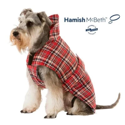 Hamish McBeth Warm Autumn Winter Pet Jacket Red Tartan Dog Coat Quilted Easy Fit