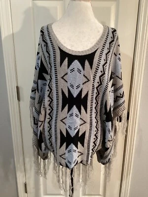 Suéter para mujer Los Ángeles azteca flecos pulóver cárdigan talla pequeña Foto 1 de 4