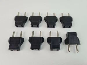 8 x USA Stecker Adapter USA auf Euro Stecker schwarz 8 x Reisestecker USA/EU ! - Bild 1 von 3