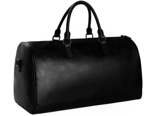 Elegante bolsa de viaje de fin de semana de cuero sintético negra (impermeable, llevar a cabo) - Imagen 1 de 5
