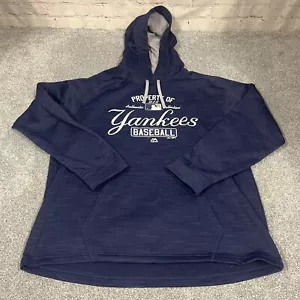 New York Yankees Sweater Mens Navy Majestic Fleece Hoodie Thermabase Blue XL - Picture 1 of 9