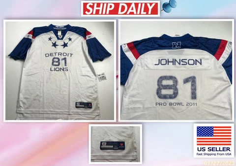 Genuine Reebok NFL Detroit Lions #81 Calvin Johnson 2011 Pro Bowl Jersey Men XL Cover