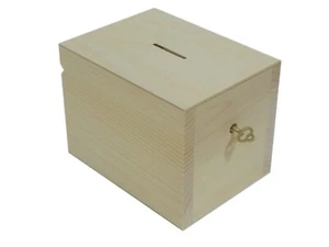 Wooden Money Box with a key - Saving Money Save Money Fast Piggy Bank Beech Wood - Picture 1 of 3