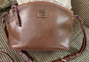 Dooney Bourke Chestnut Brown Florentine Vacchetta Leather Penny Crossbody Bag - Picture 1 of 13