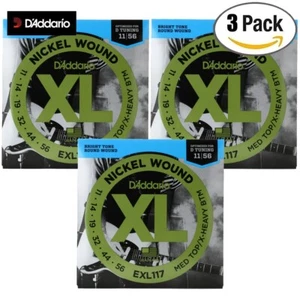 3-PACK D'Addario EXL117 Nickel Wound Strings Medium Top/Extra-Heavy Bottom 11-56 - Picture 1 of 1
