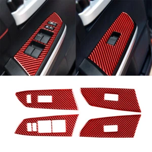 Red Carbon Fiber Window Lift Switch Button Cover Fit For T@yota Tundr@ 2014-2021 - Foto 1 di 9