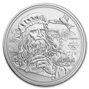 2 $ Dollar Icons of Inspiration - Leonardo da Vinci Niue Island 1 oz plata 2021 - Imagen 1 de 2