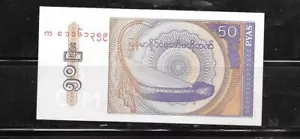 MYANMAR #68 1994 MNT KNACKIG 50 PYAS ALTE BANKNOTE NOTE PAPIERGELD WÄHRUNG - Bild 1 von 1