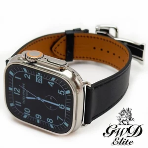 Apple Watch Ultra 2 pulido diamante despliegue genuino Hermes cuero negro - Imagen 1 de 1