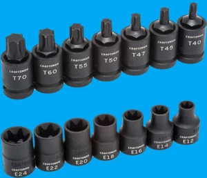 Craftsman 14 Piece Impact E-Torx Bit Socket Set 1/2" Drive 7 T40-T70 E12-E24 - Picture 1 of 1