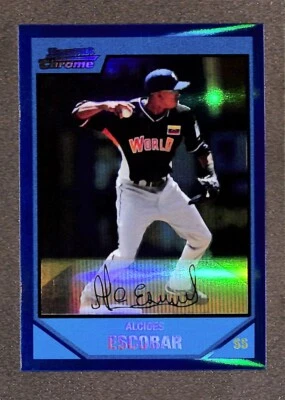 2007 Bowman Draft Chrome Picks Blue Refractor #BDPP90 Alcides Escobar RC /199 - Image 1 of 3