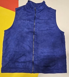 CHICO'S DESIGN Blue Velour Full Zip Vest 2 Pockets SIZE 1 (M/8) Pre-Owned EUC - Picture 1 of 8