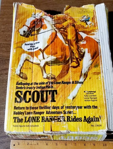 Vintage 1970's Gabriel LONE RANGER SCOUT & TONTO Action Figures Horse in Box Cover