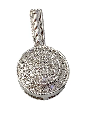 Sterling Silver Diamond Dainty Small Round Pendant by Olivia - Image 1 of 4