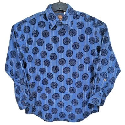 Attitude Men's Blue Size 2XL Long Sleeve Velvet Designed Button Up - Image 1 of 4