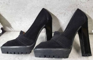 Burberry platform loafer pumps black suede size 40 us 9 - Picture 1 of 5