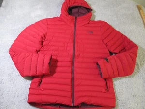 North Face Bellview 700 Down Stretch Hoodie Mens Medium Red Puffer Jacket - Picture 1 of 9